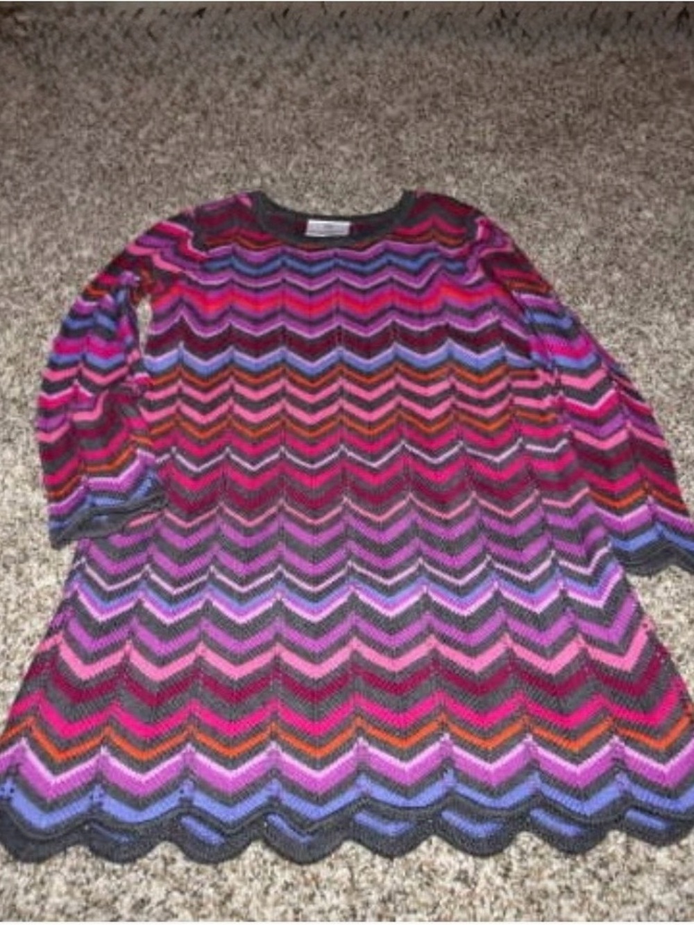 Hanna Andersson Girls Chevron Knit Dress in Pink, Purple and Blue